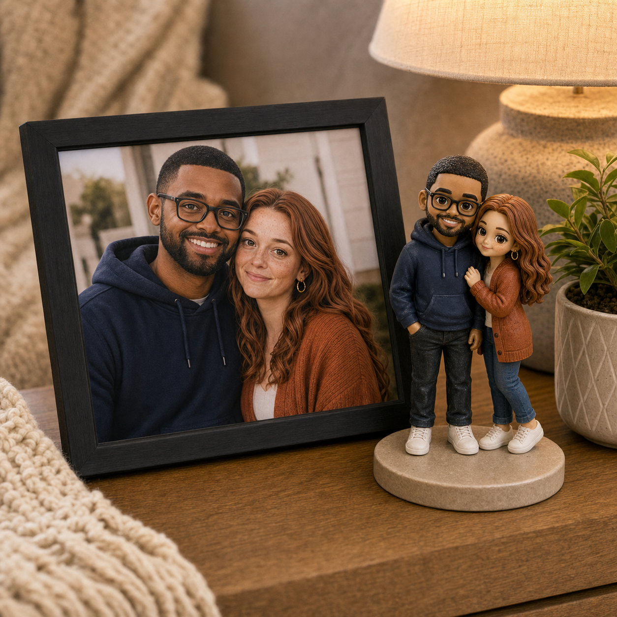Custom couple resin figurine gift concept