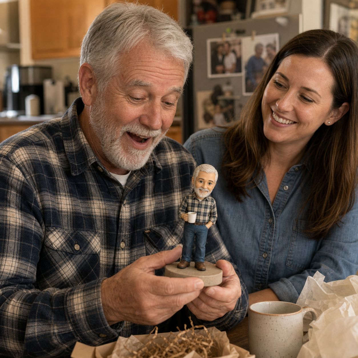 Custom senior family resin figurine gift concept
